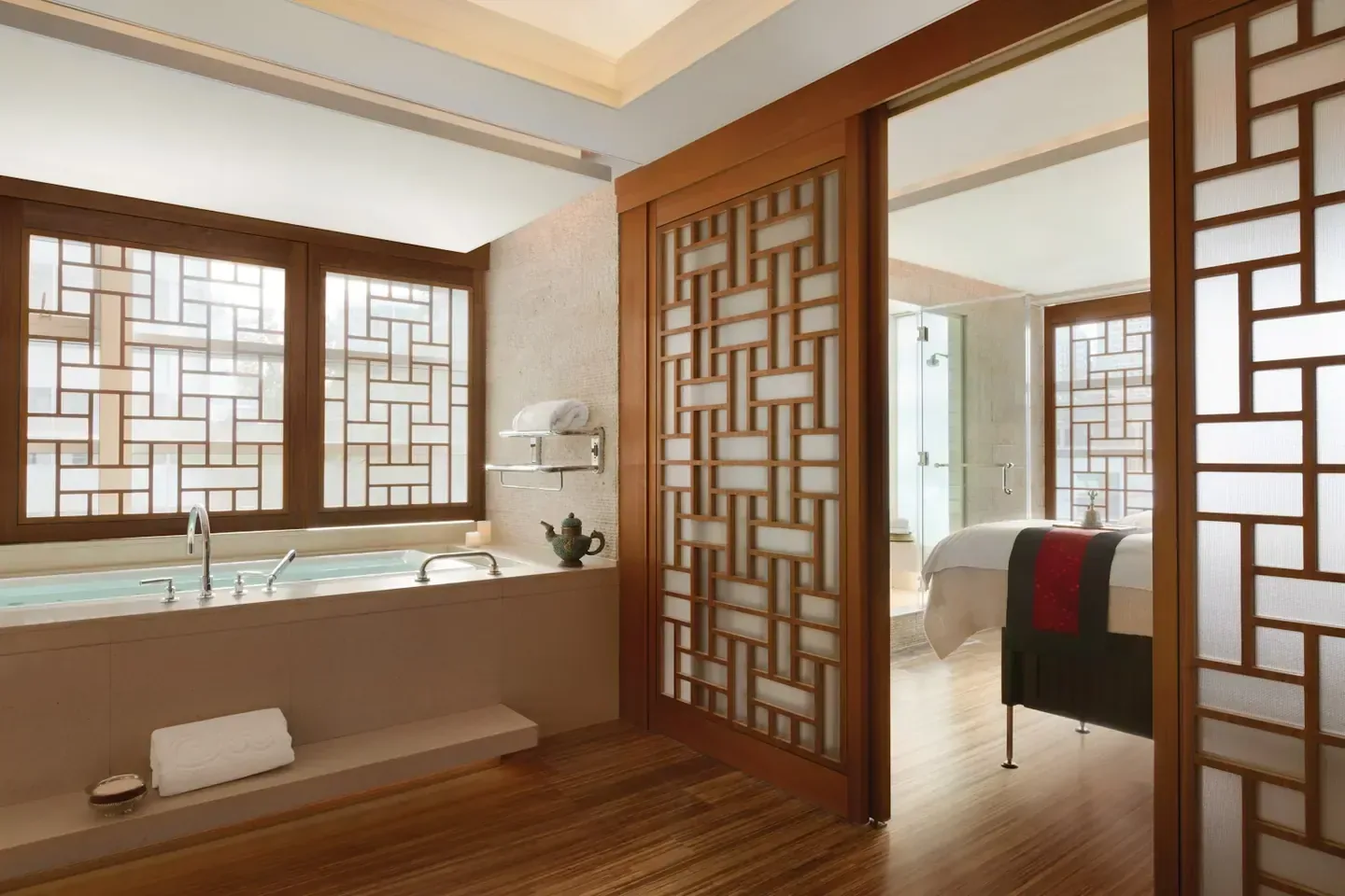 Interior lounge seating at a contemporary hospitality property